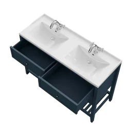 Meuble sous vasque à poser 4 tiroirs bleu mat l.120 x H.80 x P.45 cm, GoodHome Perma