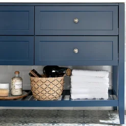Meuble sous vasque à poser 4 tiroirs bleu mat l.120 x H.80 x P.45 cm, GoodHome Perma