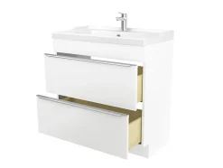 Meuble sous vasque à poser blanc brillant l.80 x H.82 x P.45 cm, GoodHome Imandra