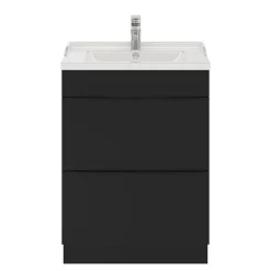 Meuble sous vasque à poser noir mat l.60 x H.82 x P.45 cm, GoodHome Imandra