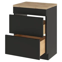 Meuble sous vasque à poser noir mat l.60 x H.82 x P.45 cm, GoodHome Imandra