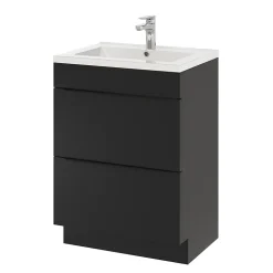 Meuble sous vasque à poser noir mat l.60 x H.82 x P.45 cm, GoodHome Imandra