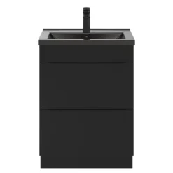 Meuble sous vasque à poser noir mat l.60 x H.82 x P.45 cm, GoodHome Imandra