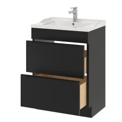 Meuble sous vasque à poser noir mat l.60 x H.82 x P.45 cm, GoodHome Imandra