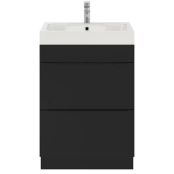 Meuble sous vasque à poser noir mat l.60 x H.82 x P.45 cm, GoodHome Imandra