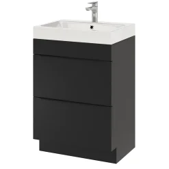 Meuble sous vasque à poser noir mat l.60 x H.82 x P.45 cm, GoodHome Imandra