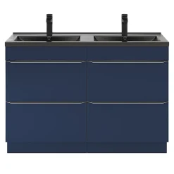 Meuble sous vasque à poser bleu nuit mat l.120 x H.82 x P.45 cm, GoodHome Imandra