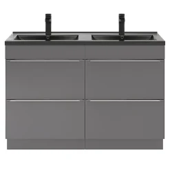 Meuble sous vasque à poser gris brillant l.120 x H.82 x P.45 cm, GoodHome Imandra