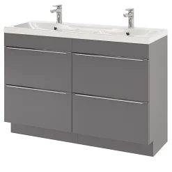 Meuble sous vasque à poser gris brillant l.120 x H.82 x P.45 cm, GoodHome Imandra