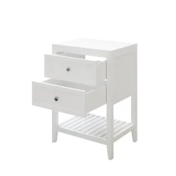Meuble sous vasque à poser 2 tiroirs 1 niche blanc mat l.60 cm + plan de toilette, GoodHome Perma