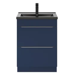 Meuble sous vasque à poser bleu nuit mat l.60 x H.82 x P.45 cm, GoodHome Imandra