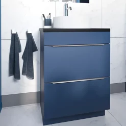 Meuble sous vasque à poser bleu nuit mat l.60 x H.82 x P.45 cm, GoodHome Imandra