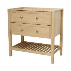 Meuble sous vasque à poser 2 tiroirs 1 niche placage chêne l.80 cm + plan de toilette placage chêne, GoodHome Perma