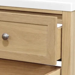 Meuble sous vasque à poser 2 tiroirs 1 niche placage chêne l.80 cm + plan de toilette placage chêne, GoodHome Perma
