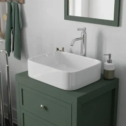 Meuble sous vasque à poser l.60 cm vert + plan de toilette, GoodHome Perma