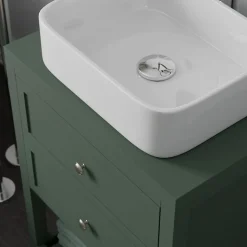 Meuble sous vasque à poser l.60 cm vert + plan de toilette, GoodHome Perma