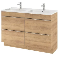 Meuble sous vasque à poser effet chêne l.120 x H.82 x P.45 cm, GoodHome Imandra