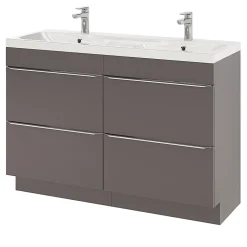 Meuble sous vasque à poser gris taupe brillant l.120 x H.82 x P.45 cm, GoodHome Imandra
