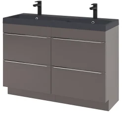 Meuble sous vasque à poser gris taupe brillant l.120 x H.82 x P.45 cm, GoodHome Imandra
