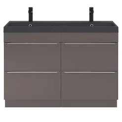 Meuble sous vasque à poser gris taupe brillant l.120 x H.82 x P.45 cm, GoodHome Imandra
