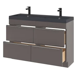 Meuble sous vasque à poser gris taupe brillant l.120 x H.82 x P.45 cm, GoodHome Imandra