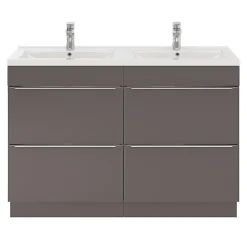 Meuble sous vasque à poser gris taupe brillant l.120 x H.82 x P.45 cm, GoodHome Imandra