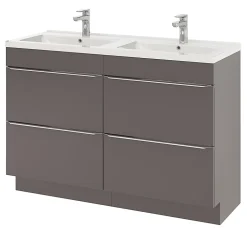 Meuble sous vasque à poser gris taupe brillant l.120 x H.82 x P.45 cm, GoodHome Imandra