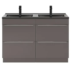 Meuble sous vasque à poser gris taupe brillant l.120 x H.82 x P.45 cm, GoodHome Imandra
