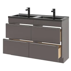 Meuble sous vasque à poser gris taupe brillant l.120 x H.82 x P.45 cm, GoodHome Imandra