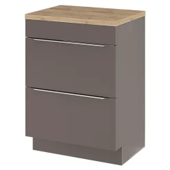 Meuble sous vasque à poser gris taupe brillant l.60 x H.82 x P.45 cm, GoodHome Imandra