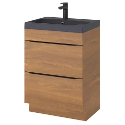Meuble sous vasque à poser effet noyer l.60 x H.82 x P.45 cm, GoodHome Imandra