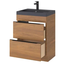 Meuble sous vasque à poser effet noyer l.60 x H.82 x P.45 cm, GoodHome Imandra