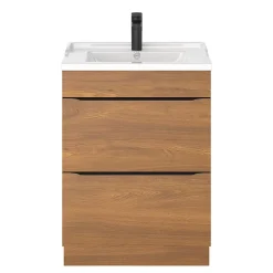 Meuble sous vasque à poser effet noyer l.60 x H.82 x P.45 cm, GoodHome Imandra