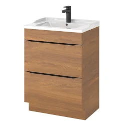 Meuble sous vasque à poser effet noyer l.60 x H.82 x P.45 cm, GoodHome Imandra
