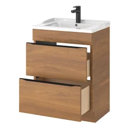 Meuble sous vasque à poser effet noyer l.60 x H.82 x P.45 cm, GoodHome Imandra