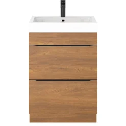 Meuble sous vasque à poser effet noyer l.60 x H.82 x P.45 cm, GoodHome Imandra