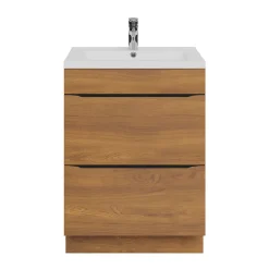 Meuble sous vasque à poser effet noyer l.60 x H.82 x P.45 cm, GoodHome Imandra