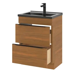 Meuble sous vasque à poser effet noyer l.60 x H.82 x P.45 cm, GoodHome Imandra