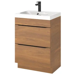 Meuble sous vasque à poser effet noyer l.60 x H.82 x P.45 cm, GoodHome Imandra