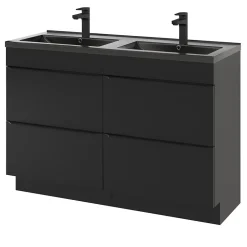 Meuble sous vasque à poser noir mat l.120 x H.82 x P.45 cm, GoodHome Imandra