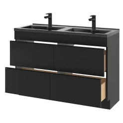 Meuble sous vasque à poser noir mat l.120 x H.82 x P.45 cm, GoodHome Imandra