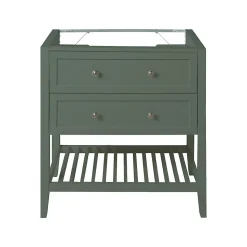 Meuble sous vasque à poser 2 tiroirs 1 niche vert mat l.80 x H.80,6 x P.45 cm, GoodHome Perma