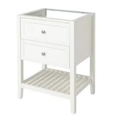 Meuble sous vasque à poser 2 tiroirs 1 niche blanc mat l.60 cm, GoodHome Perma