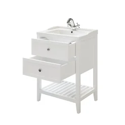 Meuble sous vasque à poser 2 tiroirs 1 niche blanc mat l.60 cm, GoodHome Perma