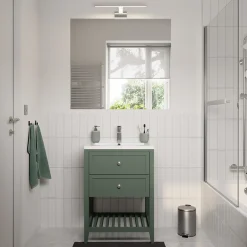 Meuble sous vasque à poser l.60 cm vert + plan vasque Nira, GoodHome Perma