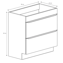 Meuble sous vasque à poser effet chêne l.80 x H.60 x P.45 cm, GoodHome Imandra