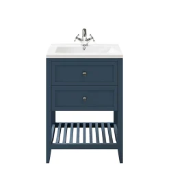 Meuble sous vasque à poser 2 tiroirs bleu mat l.60 cm, GoodHome Perma