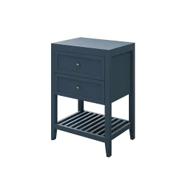 Meuble sous vasque à poser 2 tiroirs bleu mat l.60 cm, GoodHome Perma