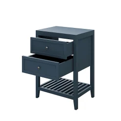 Meuble sous vasque à poser 2 tiroirs bleu mat l.60 cm, GoodHome Perma