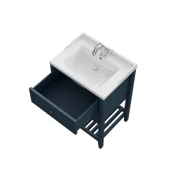 Meuble sous vasque à poser 2 tiroirs bleu mat l.60 cm, GoodHome Perma